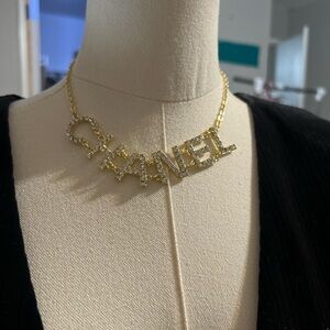 Large statement CHANEL Gold and Silver Logo Necklace